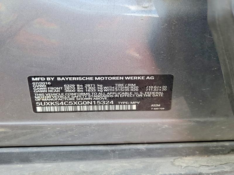 50769046 :رقم المزاد ، 5UXKS4C5XG0N15324 vin ، 2016 Bmw X5 مزاد بيع