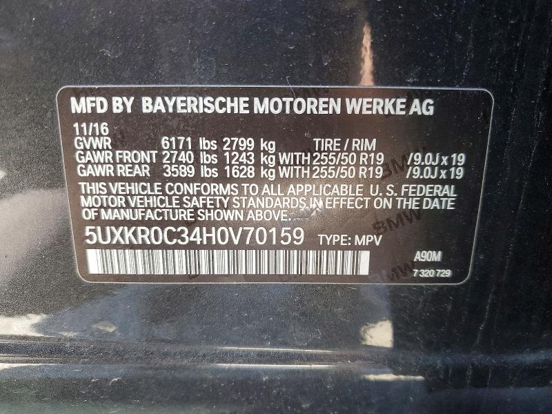 48605526 :رقم المزاد ، 5UXKR0C34H0V70159 vin ، 2017 Bmw X5 مزاد بيع