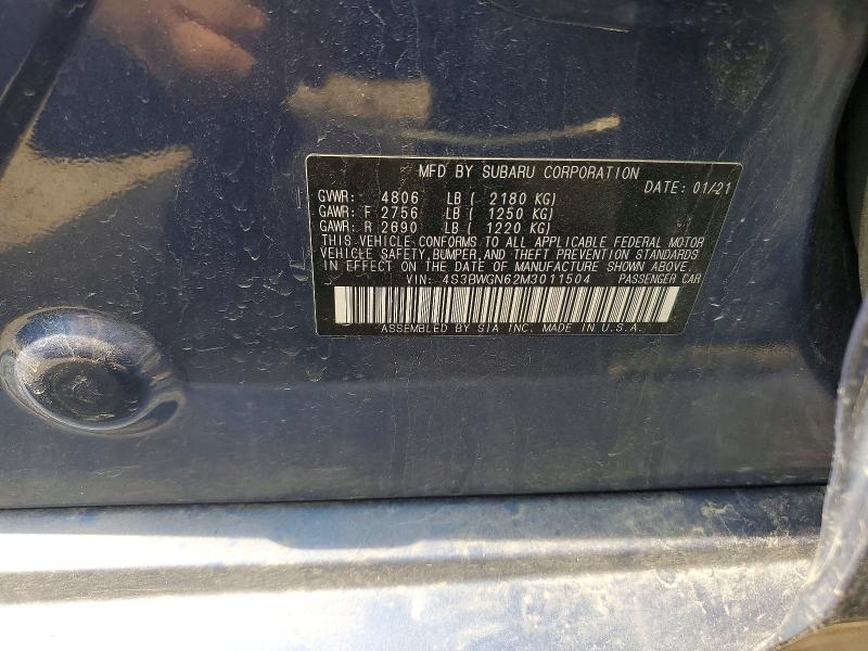 Aukcja sprzedaży 2021 Subaru Legacy, vin: 4S3BWGN62M3011504, numer aukcji: 50629226
