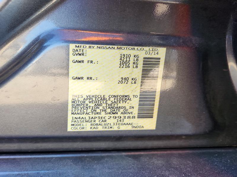 Aukcja sprzedaży 2014 Nissan Altima, vin: 1N4AL3AP3EC299388, numer aukcji: 50110406