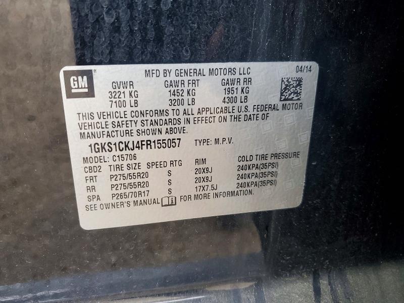 Aukcja sprzedaży 2015 Gmc Yukon, vin: 1GKS1CKJ4FR155057, numer aukcji: 50915056