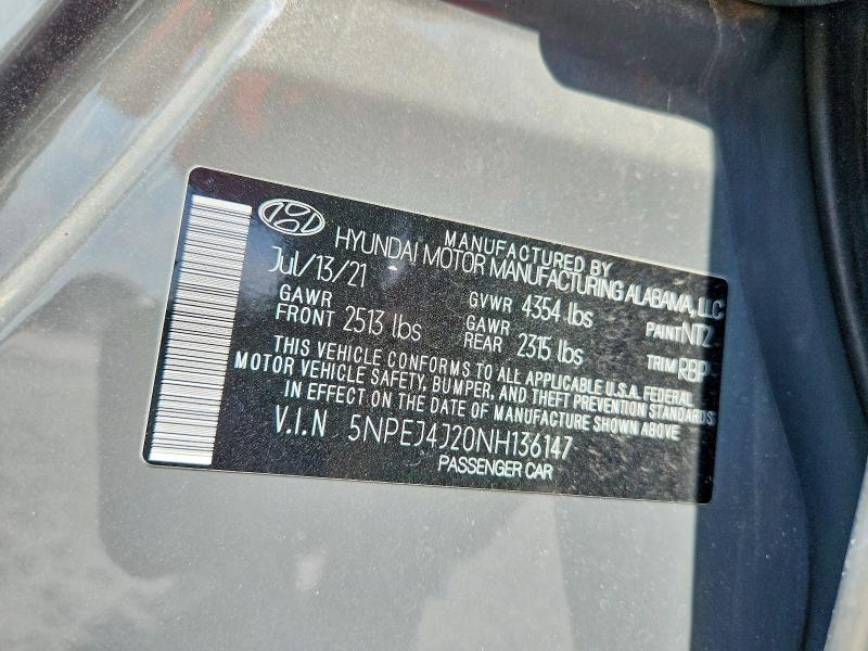 Продажа на аукционе авто 2022 Hyundai Sonata, vin: 5NPEJ4J20NH136147, номер лота: 50988916