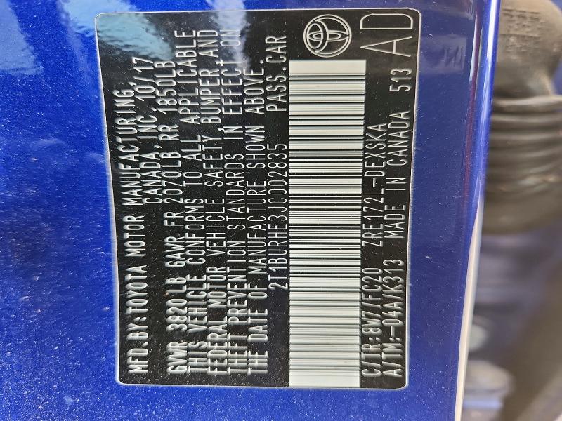 2018 Toyota Corolla მანქანა იყიდება აუქციონზე, vin: 2T1BURHE3JC002835, აუქციონის ნომერი: 50975766