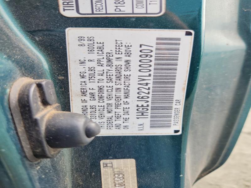 Продажа на аукционе авто 2000 Honda Civic, vin: 1HGEJ6224YL000907, номер лота: 51314516