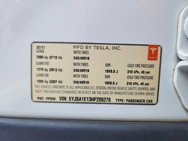 48629886 :رقم المزاد ، 5YJSA1E13HF206276 vin ، 2017 Tesla Model S مزاد بيع