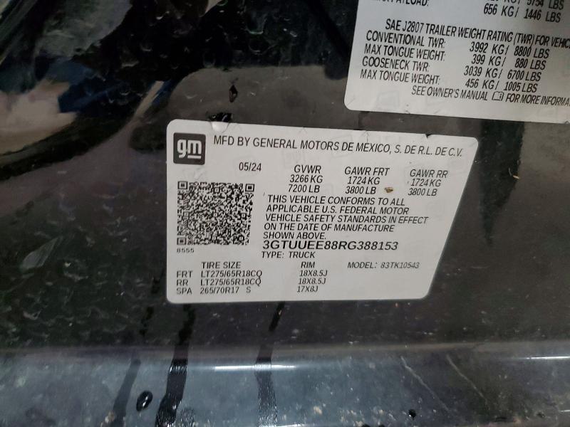 50771136 :رقم المزاد ، 3GTUUEE88RG388153 vin ، 2024 Gmc Sierra مزاد بيع