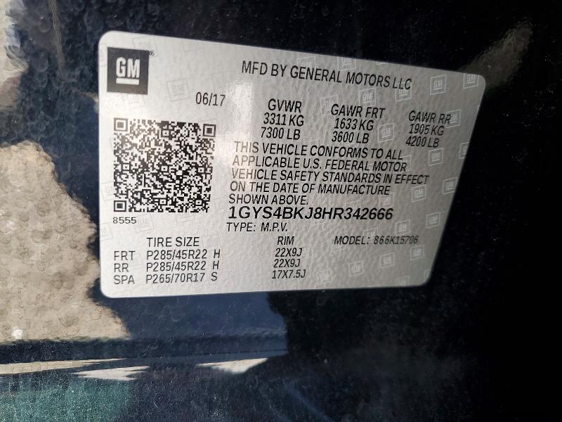 48488746 :رقم المزاد ، 1GYS4BKJ8HR342666 vin ، 2017 Cadillac Escalade مزاد بيع