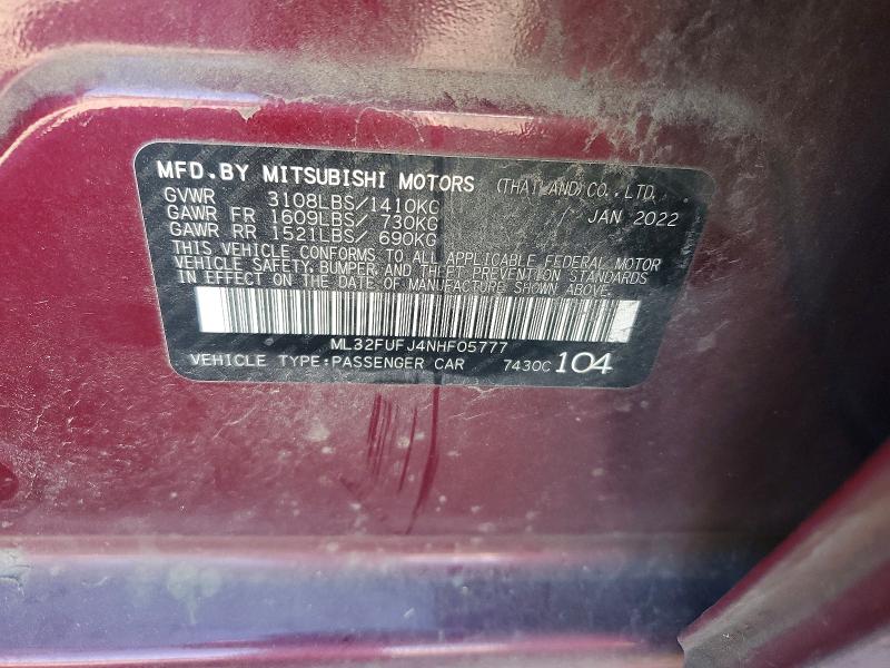 Aukcja sprzedaży 2022 Mitsubishi Mirage, vin: ML32FUFJ4NHF05777, numer aukcji: 49132866