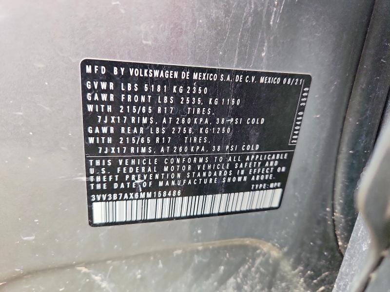 Продажа на аукционе авто 2021 Volkswagen Tiguan, vin: 3VV3B7AX6MM158486, номер лота: 50559036