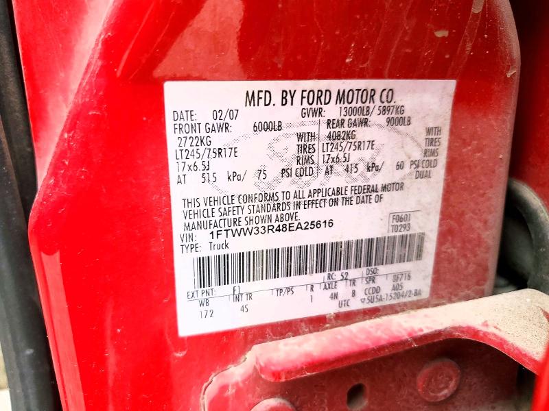 50053486 :رقم المزاد ، 1FTWW33R48EA25616 vin ، 2008 Ford F350 مزاد بيع