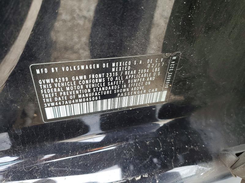 2017 Volkswagen Gti მანქანა იყიდება აუქციონზე, vin: 3VW447AU4HM045061, აუქციონის ნომერი: 49867296