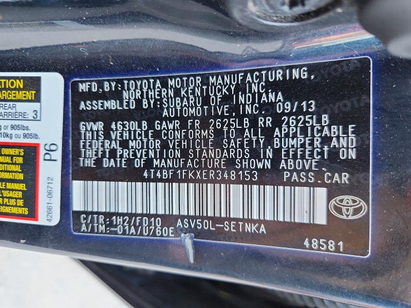 Aukcja sprzedaży 2014 Toyota Camry, vin: 4T4BF1FKXER348153, numer aukcji: 50647916