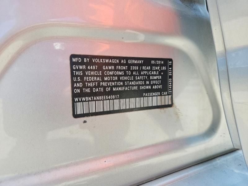 2014 Volkswagen Cc მანქანა იყიდება აუქციონზე, vin: WVWBN7AN8EE540817, აუქციონის ნომერი: 51335046
