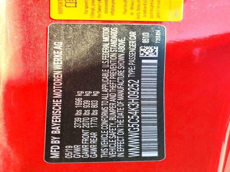 48867326 :رقم المزاد ، WMWWG5C54K3H09252 vin ، 2019 Mini Cooper مزاد بيع