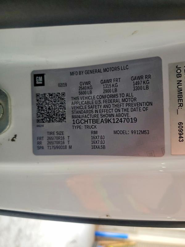 Aukcja sprzedaży 2019 Chev Colorado, vin: 1GCHTBEA9K1247019, numer aukcji: 51926546