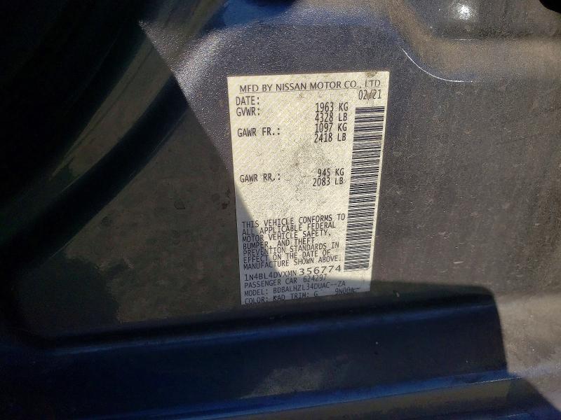 48693716 :رقم المزاد ، 1N4BL4DVXMN356774 vin ، 2021 Nissan Altima مزاد بيع
