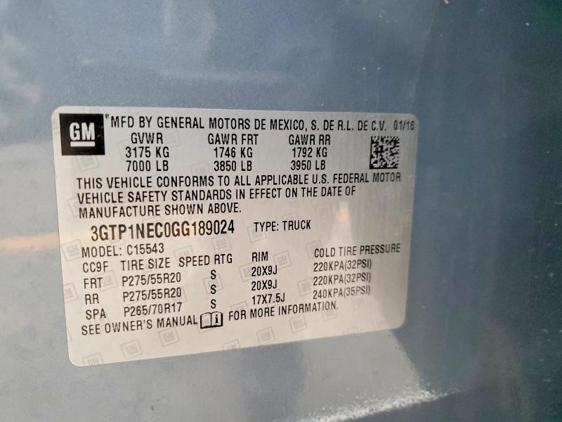 2016 Gmc Sierra მანქანა იყიდება აუქციონზე, vin: 3GTP1NEC0GG189024, აუქციონის ნომერი: 48635436