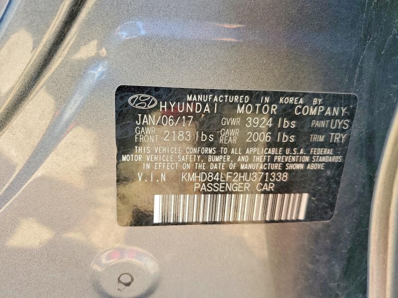 Продажа на аукционе авто 2017 Hyundai Elantra, vin: KMHD84LF2HU371338, номер лота: 50926656