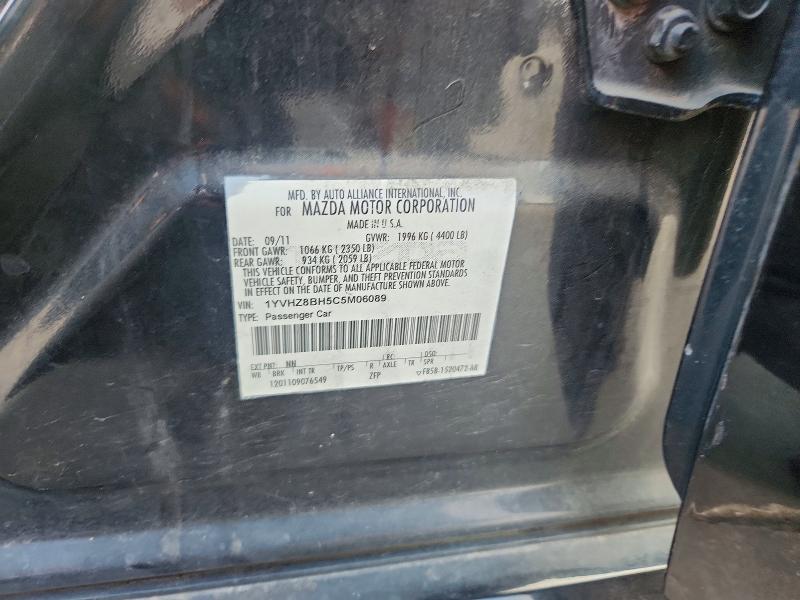49478036 :رقم المزاد ، 1YVHZ8BH5C5M06089 vin ، 2012 Mazda 6 مزاد بيع