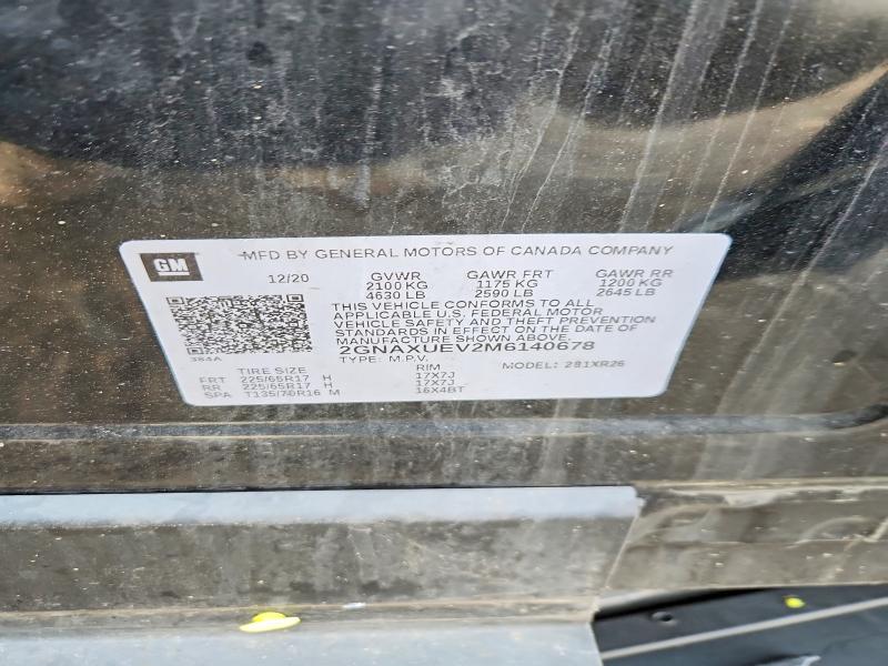 49911666 :رقم المزاد ، 2GNAXUEV2M6140678 vin ، 2021 Chevrolet Equinox مزاد بيع