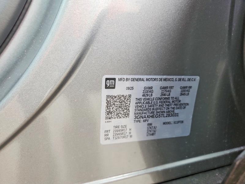 Продаж на аукціоні авто 2026 Chevrolet Equinox, vin: 3GNAXHEG5TL283031, номер лоту: 49140066