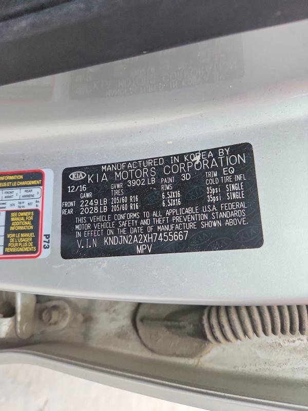 Продаж на аукціоні авто 2017 Kia Soul, vin: KNDJN2A2XH7455667, номер лоту: 47501016