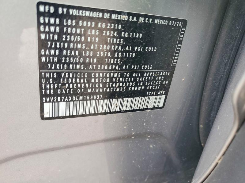 Aukcja sprzedaży 2020 Volkswagen Tiguan, vin: 3VV2B7AX3LM159637, numer aukcji: 51260966