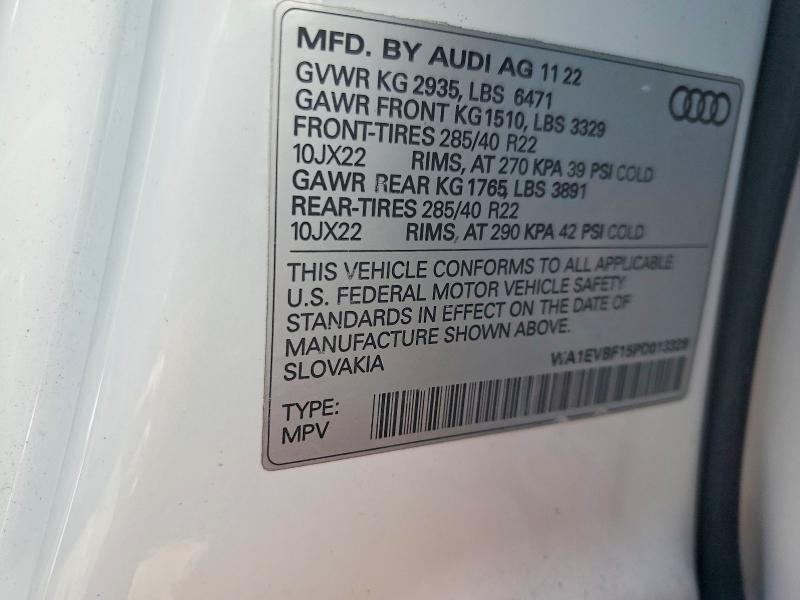 2023 Audi Q8 მანქანა იყიდება აუქციონზე, vin: WA1EVBF15PD013326, აუქციონის ნომერი: 48021766