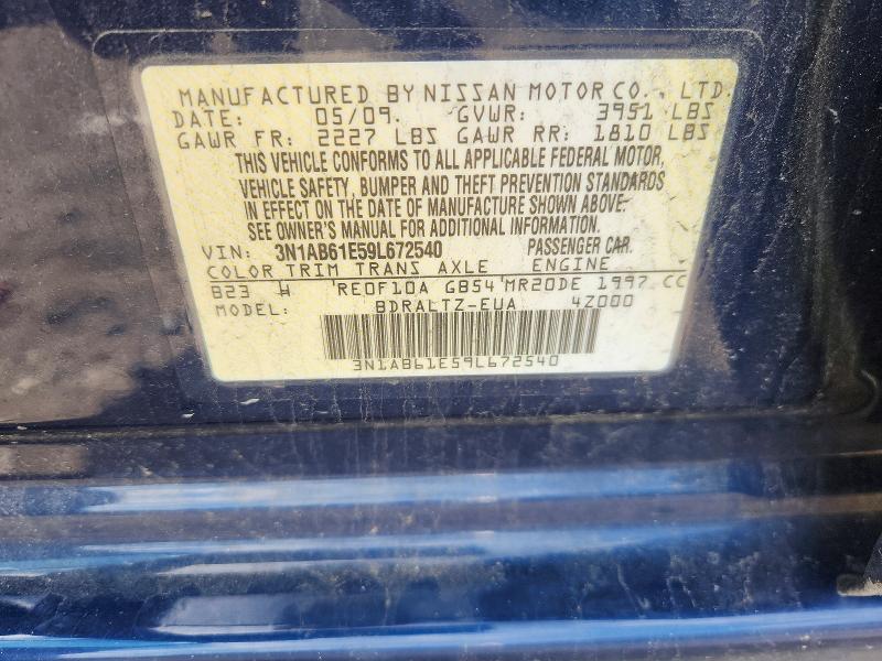 Aukcja sprzedaży 2009 Nissan Sentra, vin: 3N1AB61E59L672540, numer aukcji: 51539896