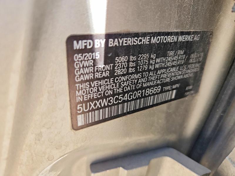 Продаж на аукціоні авто 2016 Bmw X4, vin: 5UXXW3C54G0R18669, номер лоту: 48701796