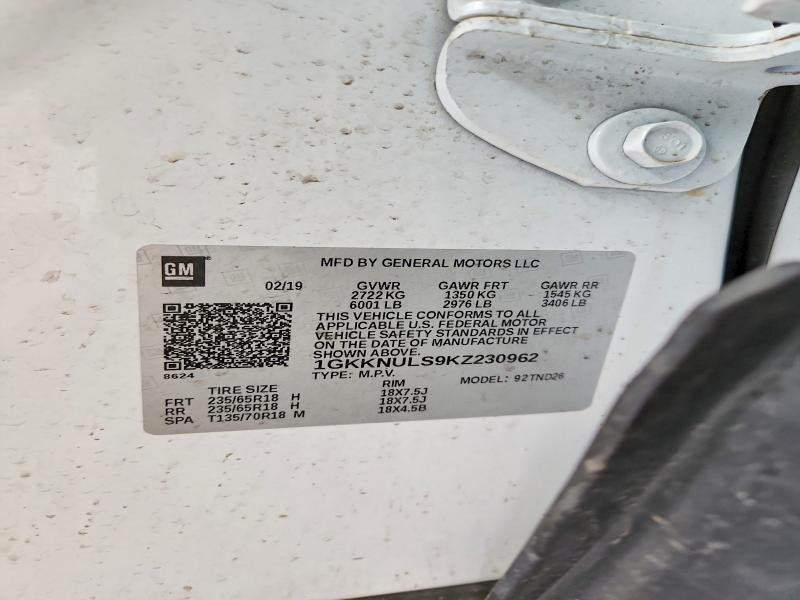2019 Gmc Acadia მანქანა იყიდება აუქციონზე, vin: 1GKKNULS9KZ230962, აუქციონის ნომერი: 51297886