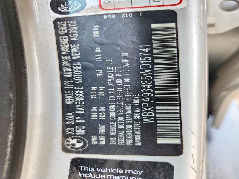 49622956 :رقم المزاد ، WBXPA93435WD15741 vin ، 2005 Bmw X3 مزاد بيع
