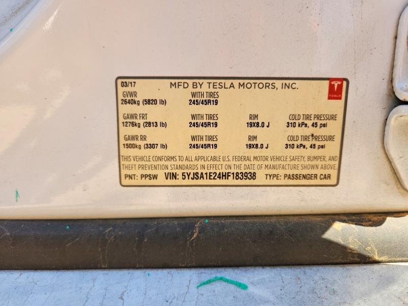 Aukcja sprzedaży 2017 Tesla Model S, vin: 5YJSA1E24HF183938, numer aukcji: 49811856