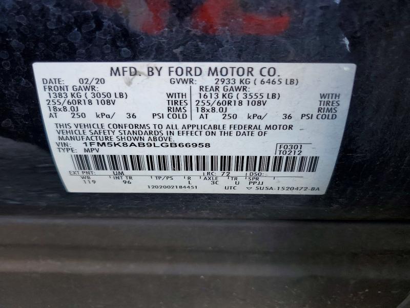 Продажа на аукционе авто 2020 Ford Explorer, vin: 1FM5K8AB9LGB66958, номер лота: 51699156