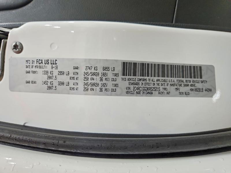 Aukcja sprzedaży 2019 Chrysler Pacifica, vin: 2C4RC1GG3KR525215, numer aukcji: 50404516