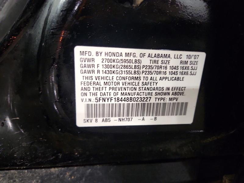 51887376 :رقم المزاد ، 5FNYF18448B023227 vin ، 2008 Honda Pilot مزاد بيع