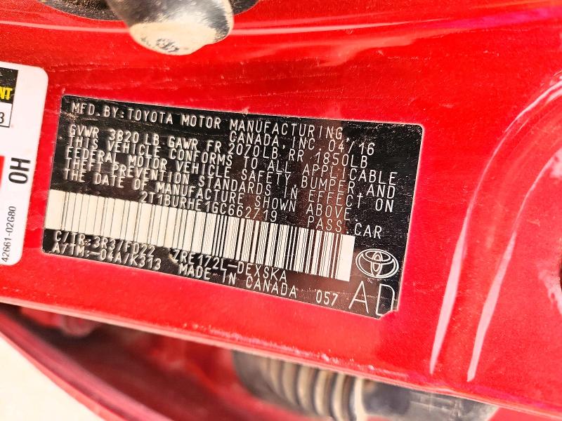 Aukcja sprzedaży 2016 Toyota Corolla, vin: 2T1BURHE1GC662719, numer aukcji: 51662826