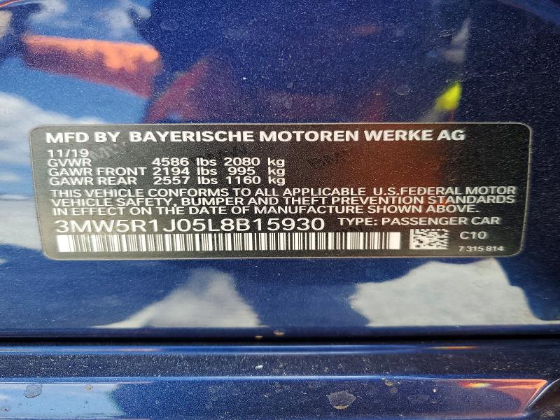 2020 Bmw 330i მანქანა იყიდება აუქციონზე, vin: 3MW5R1J05L8B15930, აუქციონის ნომერი: 48344326