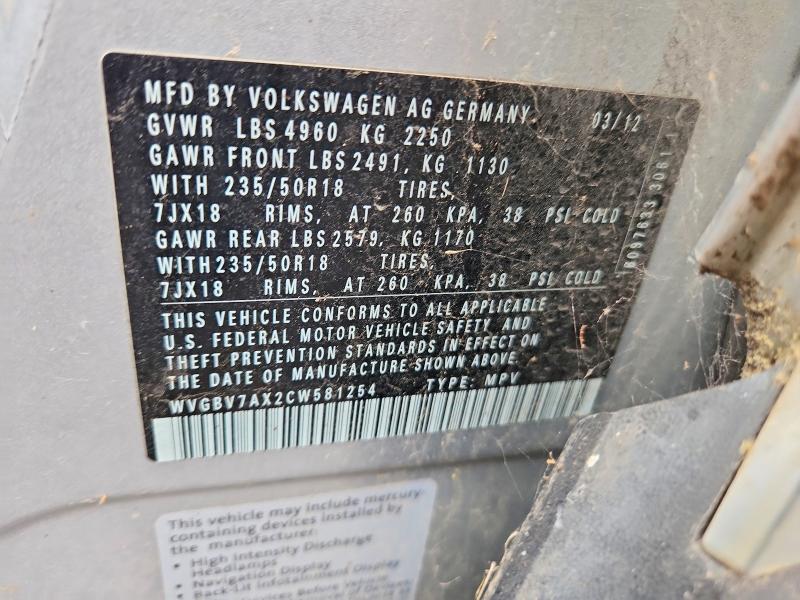 Aukcja sprzedaży 2012 Volkswagen Tiguan, vin: WVGBV7AX2CW581254, numer aukcji: 49900466