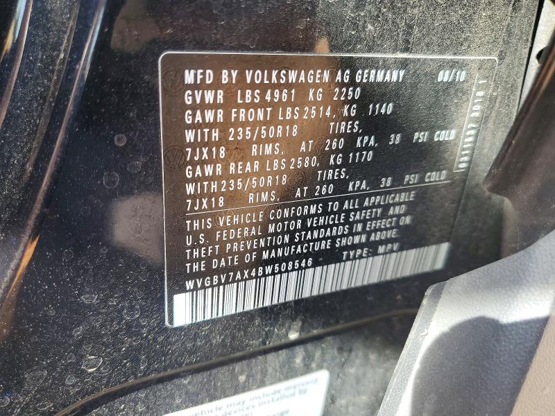 49328926 :رقم المزاد ، WVGBV7AX4BW508546 vin ، 2011 Volkswagen Tiguan مزاد بيع
