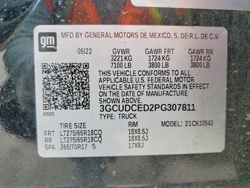 52195206 :رقم المزاد ، 3GCUDCED2PG307811 vin ، 2023 Chevrolet Silverado مزاد بيع
