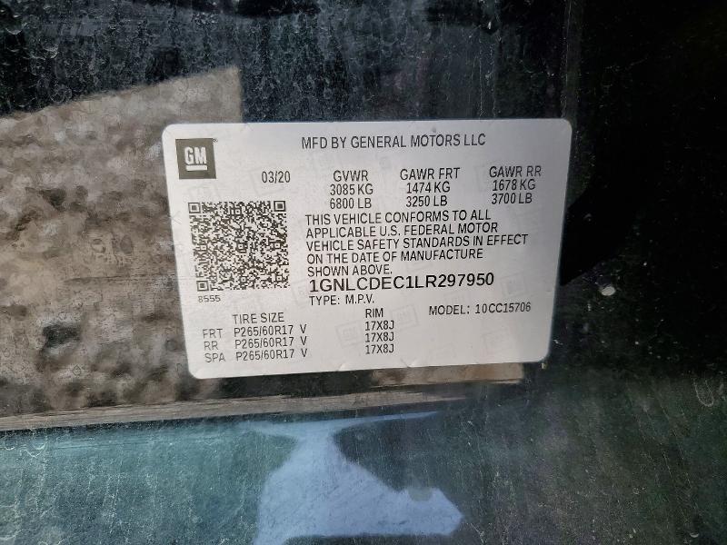 47956066 :رقم المزاد ، 1GNLCDEC1LR297950 vin ، 2020 Chevrolet Tahoe مزاد بيع