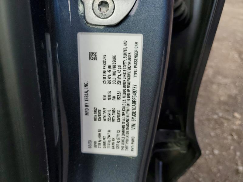 Aukcja sprzedaży 2023 Tesla Model 3, vin: 5YJ3E1EA9PF549777, numer aukcji: 48437136