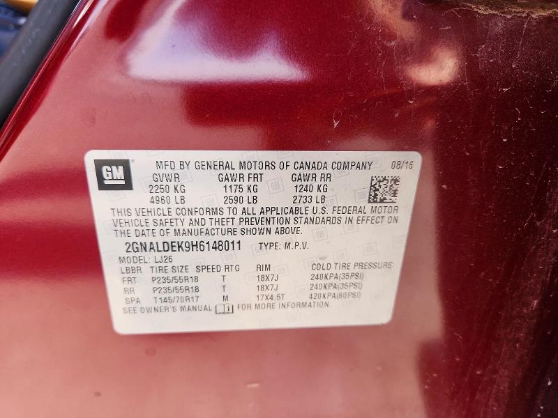 2017 Chevrolet Equinox მანქანა იყიდება აუქციონზე, vin: 2GNALDEK9H6148011, აუქციონის ნომერი: 50183646
