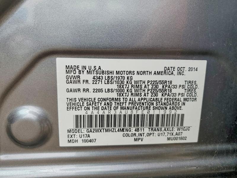 Продаж на аукціоні авто 2015 Mitsubishi Outlander Sport, vin: 4A4AR3AU8FE011992, номер лоту: 50687556
