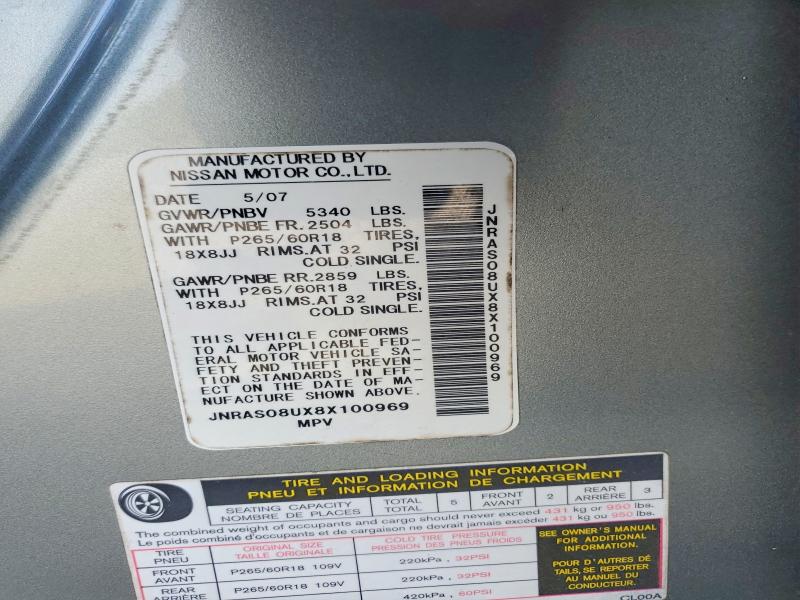 Продажа на аукционе авто 2008 Infiniti Fx35, vin: JNRAS08UX8X100969, номер лота: 49291196