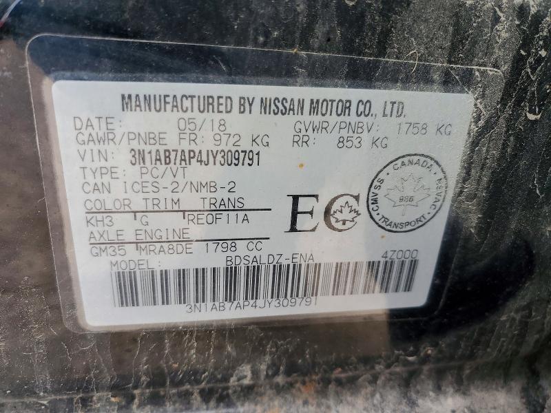 48693916 :رقم المزاد ، 3N1AB7AP4JY309791 vin ، 2018 Nissan Sentra مزاد بيع