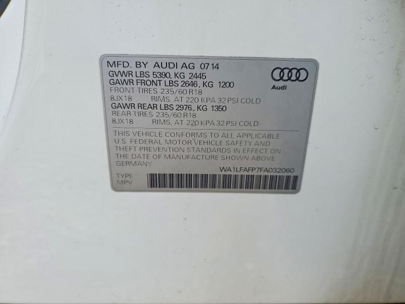Продажа на аукционе авто 2015 Audi Q5, vin: WA1LFAFP7FA032060, номер лота: 49440296