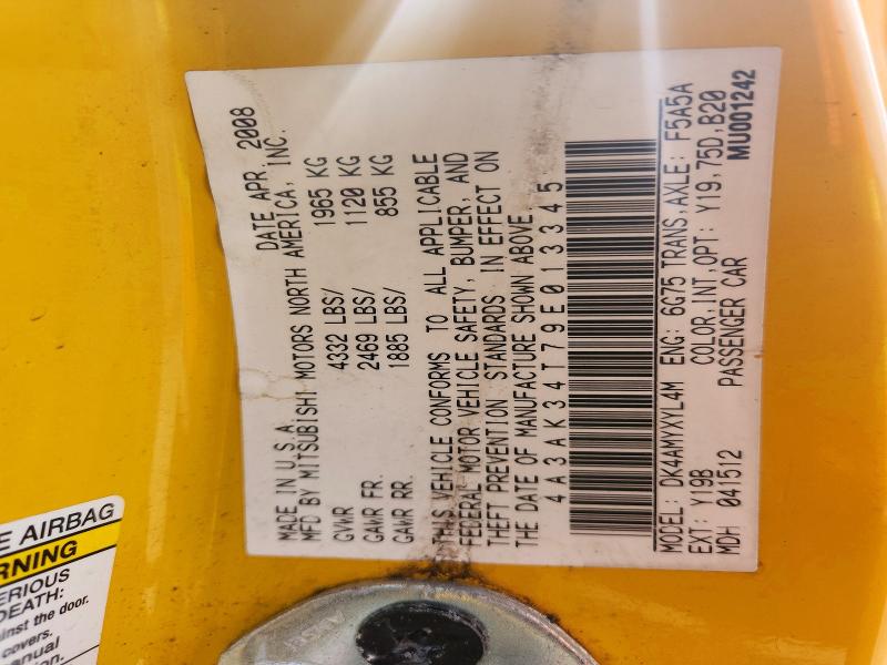 49545366 :رقم المزاد ، 4A3AK34T79E013345 vin ، 2009 Mitsubishi Eclipse مزاد بيع