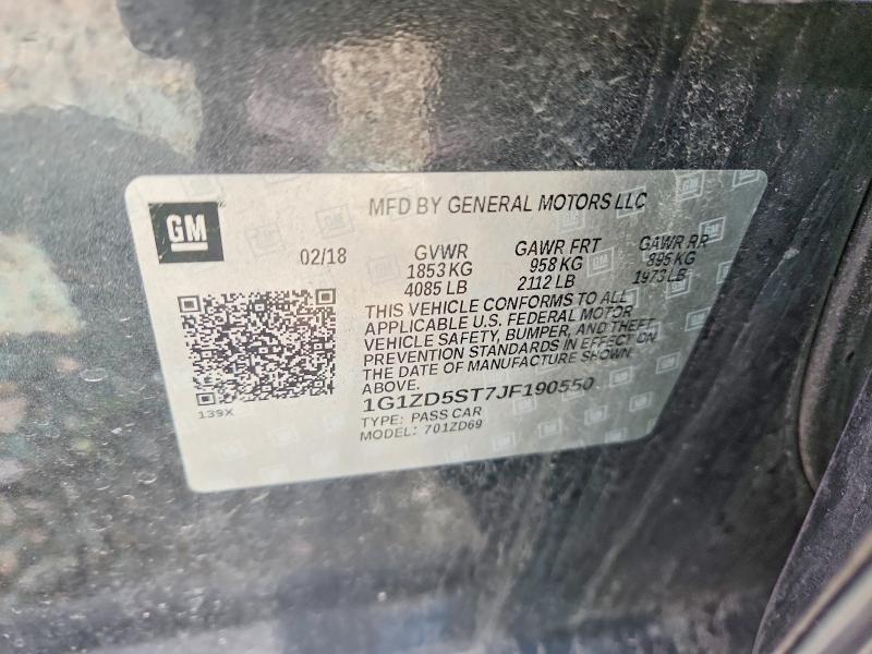Aukcja sprzedaży 2018 Chevrolet Malibu, vin: 1G1ZD5ST7JF190550, numer aukcji: 48300136